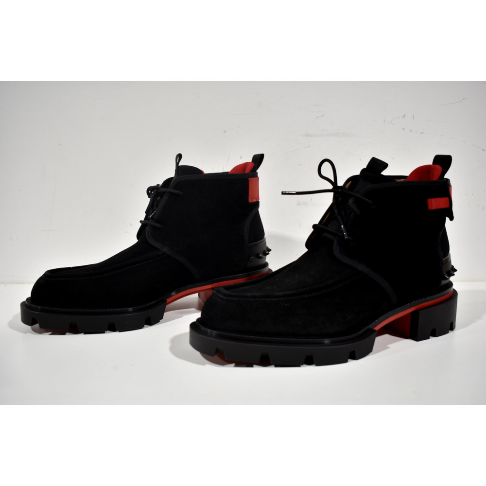 Christian Louboutin Mens Our Georges 2 Flat Black Suede Combat Lace Up Boot 42 9 - Picture 9 of 11